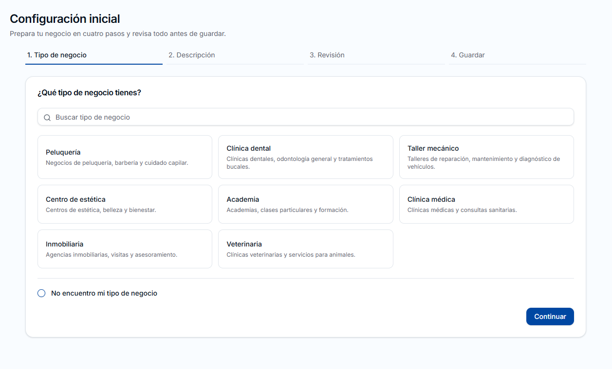 Configuración inicial de un negocio en Converlia